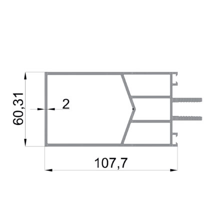 Konmetsan Alüminyum üretimi kış bahçesi alüminyum profil, Dağ Group Alüminyum güvencesiyle sunulmaktadır. 107.7x60.31 ölçüsü ve 2mm kalınlığı ile kış bahçesi sistemlerinde güçlü ve dengeli taşıyıcı performans sağlar.
