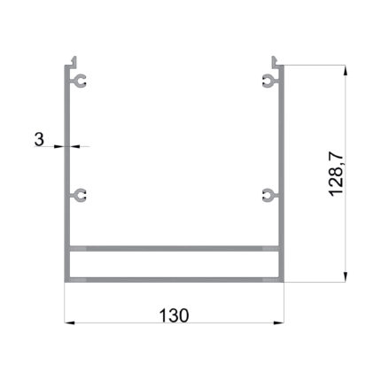 Konmetsan Alüminyum üretimi kış bahçesi alüminyum profil, Dağ Group Alüminyum güvencesiyle sunulmaktadır. 130x128.7 ölçüsü ve 3mm kalınlığı ile kış bahçesi sistemlerinde maksimum dayanım ve güçlü taşıyıcı performans sağlar.