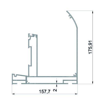 Konmetsan Alüminyum üretimi kış bahçesi alüminyum profil, Dağ Group Alüminyum güvencesiyle sunulmaktadır. 157.7x175.91 ölçüsü ve 2mm kalınlığı ile kış bahçesi sistemlerinde geniş kesitli güçlü taşıyıcı performans sağlar.