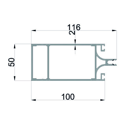 Konmetsan Alüminyum üretimi kış bahçesi alüminyum profil, 50x116 ölçüsü ve 2mm kalınlığı ile Dağ Group Alüminyum güvencesiyle sunulmaktadır. Kış bahçesi ve cam kapama sistemlerinde uzun ve dengeli taşıyıcı performans sağlar.