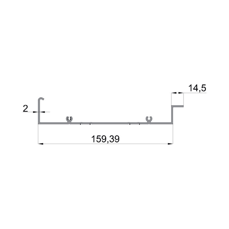 Konmetsan Alüminyum üretimi kış bahçesi alüminyum profil, Dağ Group Alüminyum güvencesiyle sunulmaktadır. 159.39x14.5 ölçüsü ve 2mm kalınlığı ile ince ve uzun kış bahçesi sistemlerinde güçlü destek ve stabil kullanım sağlar.