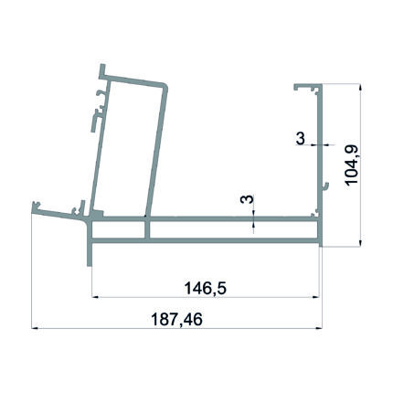 Konmetsan Alüminyum üretimi kış bahçesi alüminyum profil, Dağ Group Alüminyum güvencesiyle sunulmaktadır. 187.46x104.9 ölçüsü ve 3mm kalınlığı ile kış bahçesi sistemlerinde maksimum dayanım ve güçlü taşıyıcı performans sağlar.