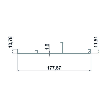 Konmetsan Alüminyum üretimi kış bahçesi alüminyum profil, Dağ Group Alüminyum güvencesiyle sunulmaktadır. 177.87x11.51 ölçüsü ve 1.6mm kalınlığı ile kış bahçesi sistemlerinde ince ve uzun formda dayanıklı kullanım sağlar.