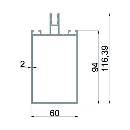 Konmetsan Alüminyum üretimi kış bahçesi alüminyum profil, Dağ Group Alüminyum güvencesiyle sunulmaktadır. 60x116.39 ölçüsü ve 2mm kalınlığı ile kış bahçesi sistemlerinde uzun ve dengeli taşıyıcı performans sağlar.