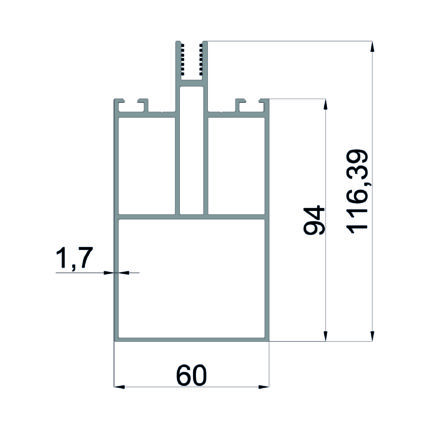 Konmetsan Alüminyum üretimi kış bahçesi alüminyum profil, Dağ Group Alüminyum güvencesiyle sunulmaktadır. 60x116.39 ölçüsü ve 1.7mm kalınlığı ile kış bahçesi sistemlerinde dengeli ve hafif güçlendirilmiş taşıyıcı performans sağlar.