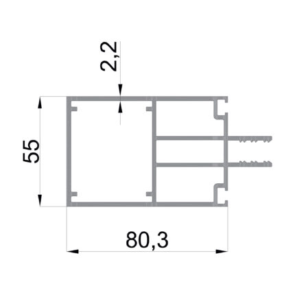 Konmetsan Alüminyum üretimi kış bahçesi alüminyum profil, Dağ Group Alüminyum güvencesiyle sunulmaktadır. 80.3x55 ölçüsü ve 2.2mm kalınlığı ile kış bahçesi sistemlerinde ekstra dayanım ve güçlü taşıyıcı performans sağlar.